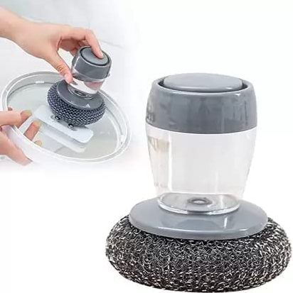 2-in-1 Smart Soap Dispensing Steel Scrubber for Kitchen