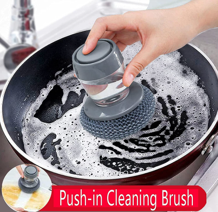 2-in-1 Smart Soap Dispensing Steel Scrubber for Kitchen