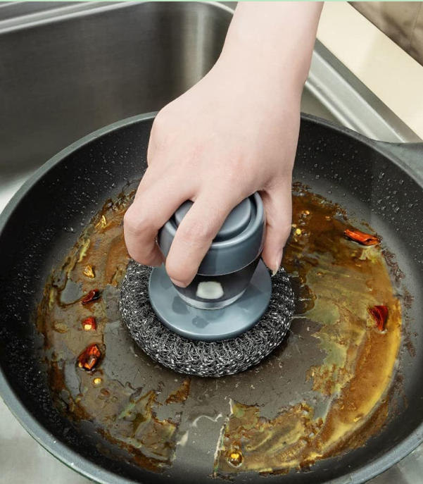 2-in-1 Smart Soap Dispensing Steel Scrubber for Kitchen