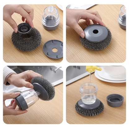 2-in-1 Smart Soap Dispensing Steel Scrubber for Kitchen