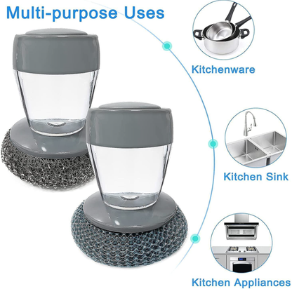 2-in-1 Smart Soap Dispensing Steel Scrubber for Kitchen