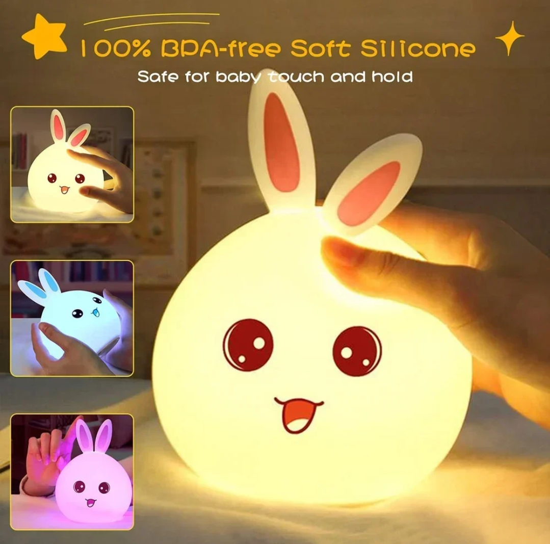 Cute Bunny Silicone Night Lamp (Rechargeable)